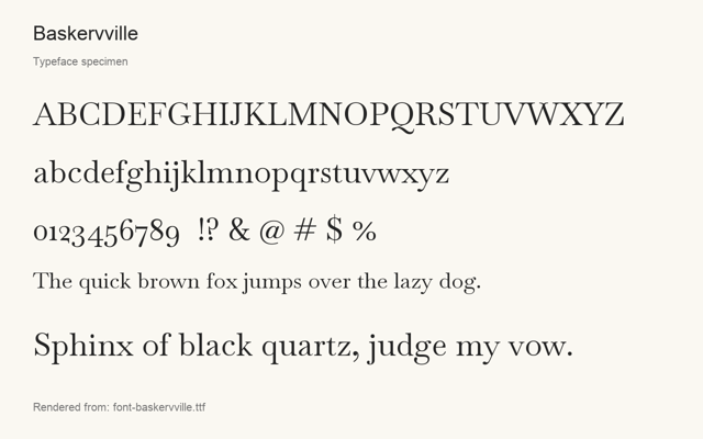 Typeface specimen rendered from the distributed font