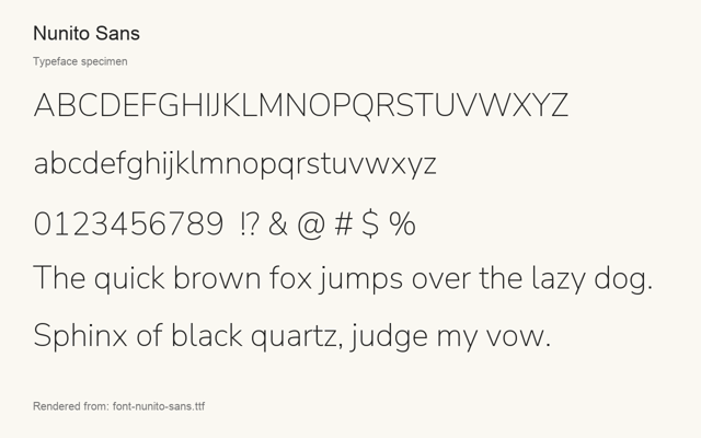 Typeface specimen rendered from the distributed font