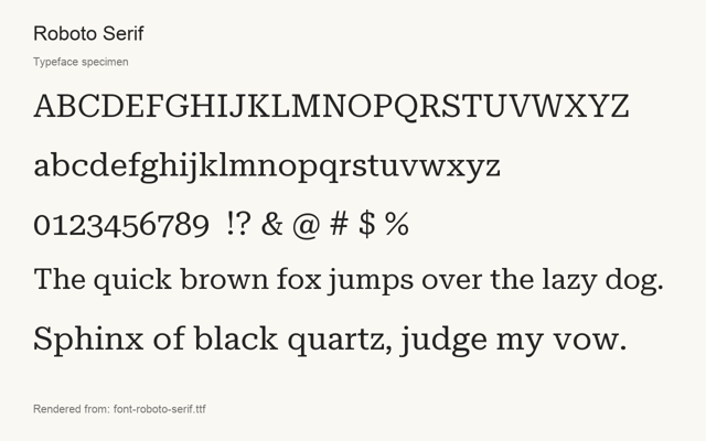 Typeface specimen rendered from the distributed font