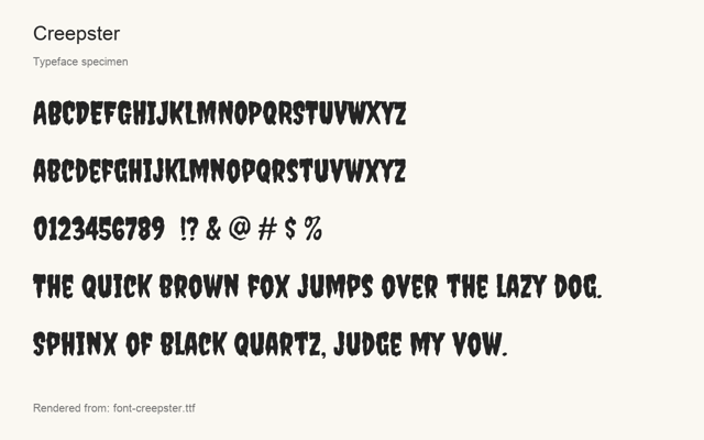 Typeface specimen rendered from the distributed font