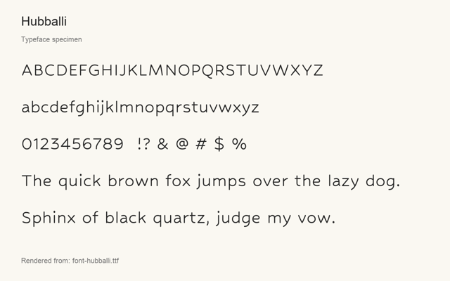 Typeface specimen rendered from the distributed font