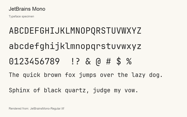 Typeface specimen rendered from the distributed font