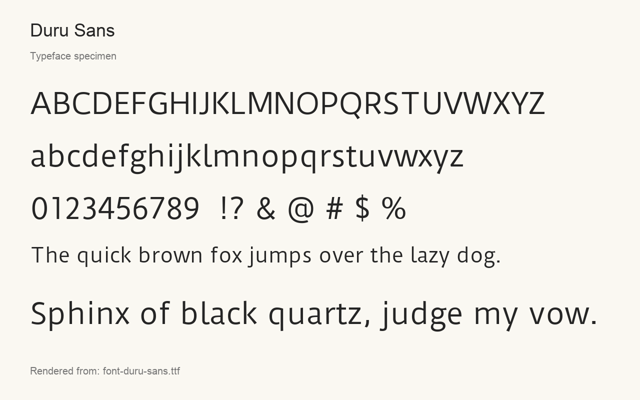 Typeface specimen rendered from the distributed font