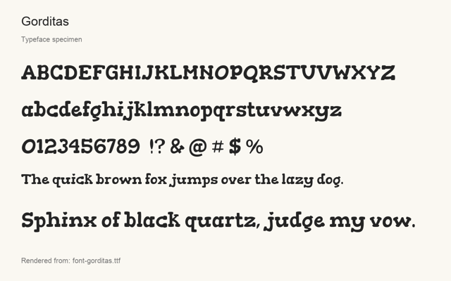 Typeface specimen rendered from the distributed font