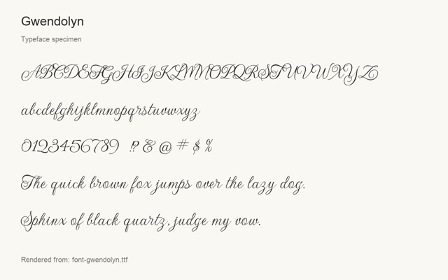 Typeface specimen rendered from the distributed font