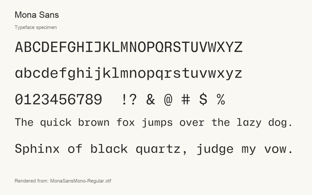 Typeface specimen rendered from the distributed font