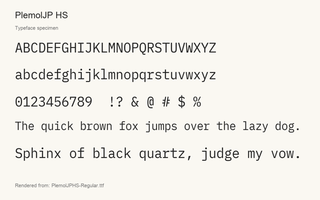 Typeface specimen rendered from the distributed font
