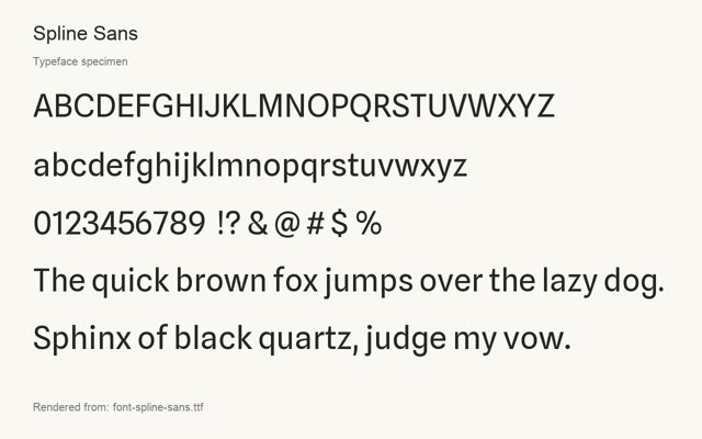Typeface specimen rendered from the distributed font