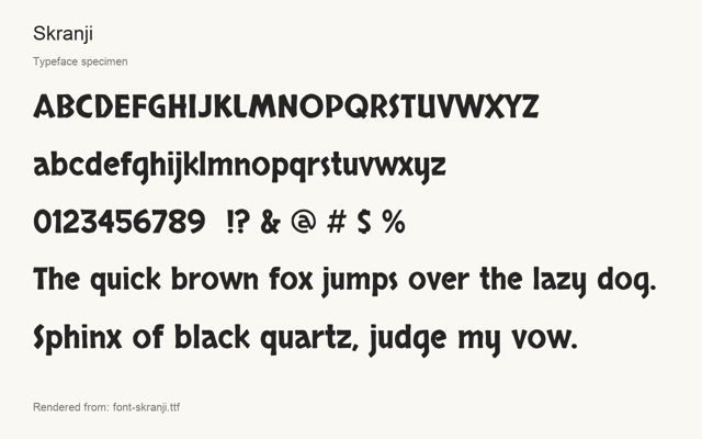 Typeface specimen rendered from the distributed font