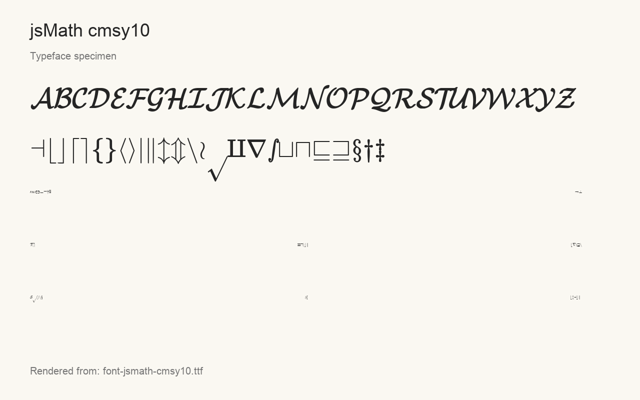 Typeface specimen rendered from the distributed font