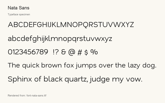 Typeface specimen rendered from the distributed font