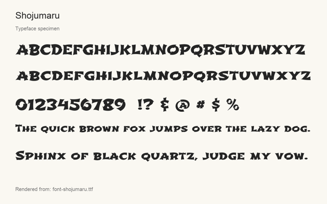 Typeface specimen rendered from the distributed font