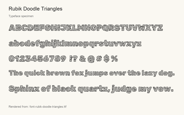 Typeface specimen rendered from the distributed font
