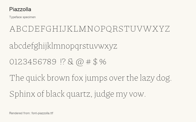 Typeface specimen rendered from the distributed font