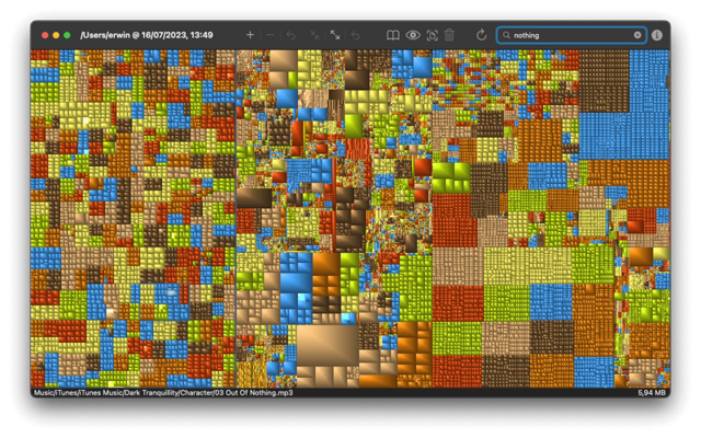 Captura de tela oficial da Mac App Store do mapa de árvore de pastas da versão histórica 3.4.1; as versões atuais podem ser diferentes.