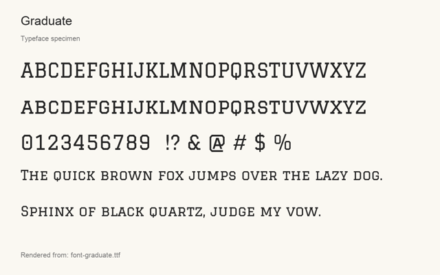 Typeface specimen rendered from the distributed font