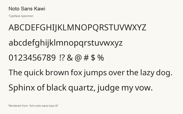Typeface specimen rendered from the distributed font