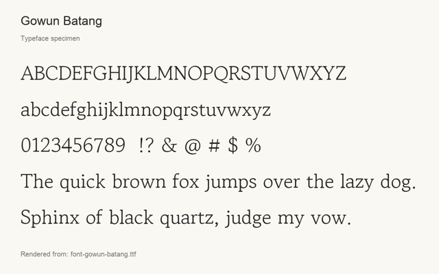 Typeface specimen rendered from the distributed font