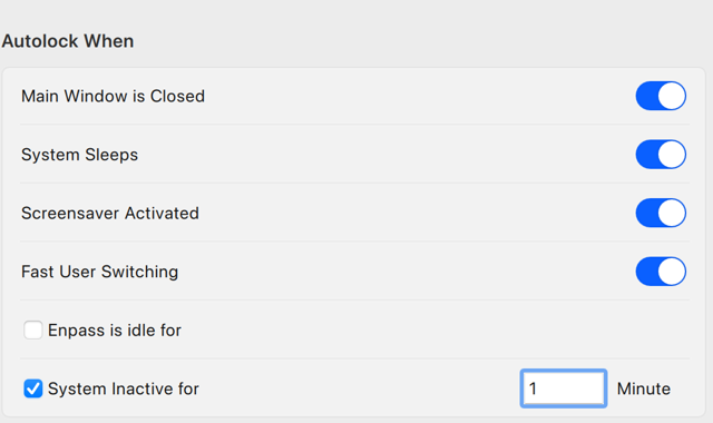 Official desktop preview of the automatic lock settings.