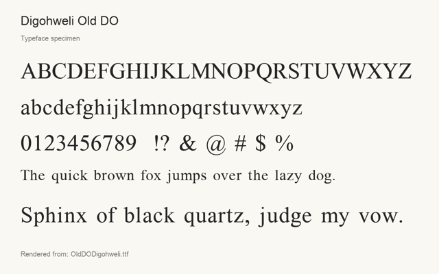 Typeface specimen rendered from the distributed font