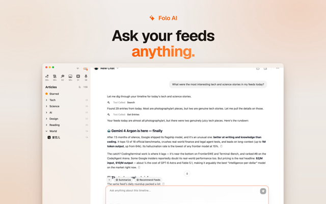 Folo for Mac — official AI reading interface example
