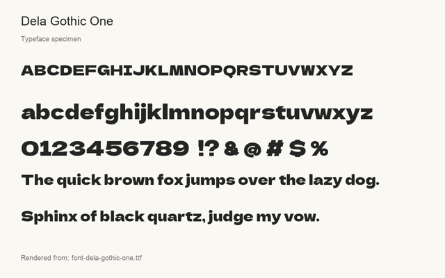Typeface specimen rendered from the distributed font