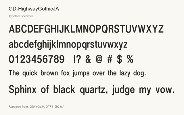 Typeface specimen rendered from the distributed font