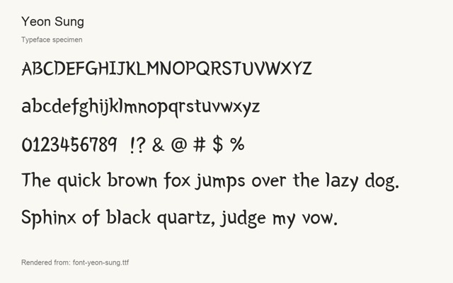 Typeface specimen rendered from the distributed font