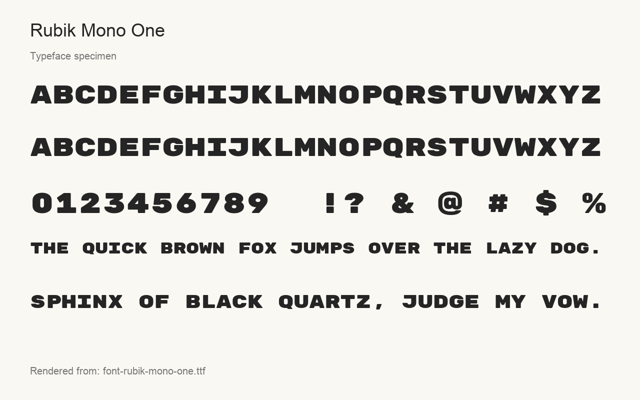 Typeface specimen rendered from the distributed font