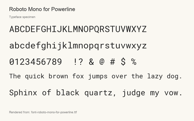 Typeface specimen rendered from the distributed font