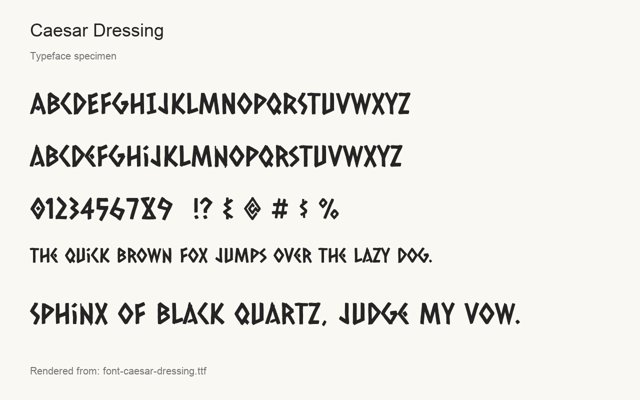 Typeface specimen rendered from the distributed font