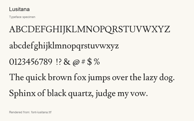Typeface specimen rendered from the distributed font
