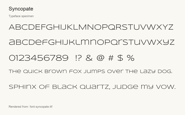 Typeface specimen rendered from the distributed font