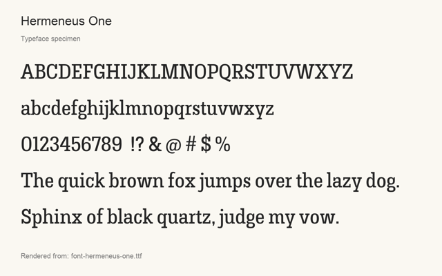 Typeface specimen rendered from the distributed font