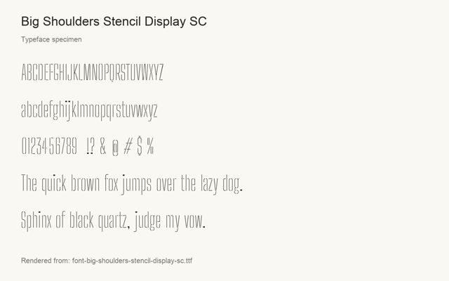 Typeface specimen rendered from the distributed font
