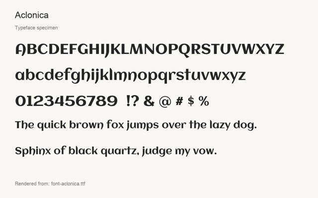 Typeface specimen rendered from the distributed font