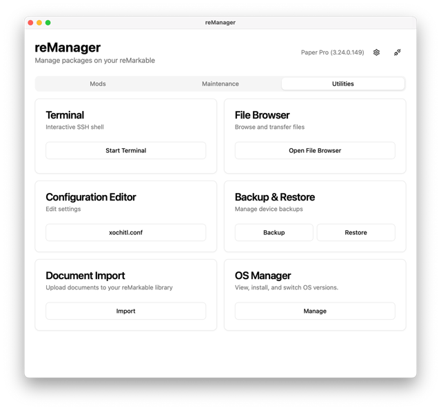 Official application interface