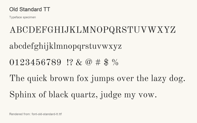 Typeface specimen rendered from the distributed font