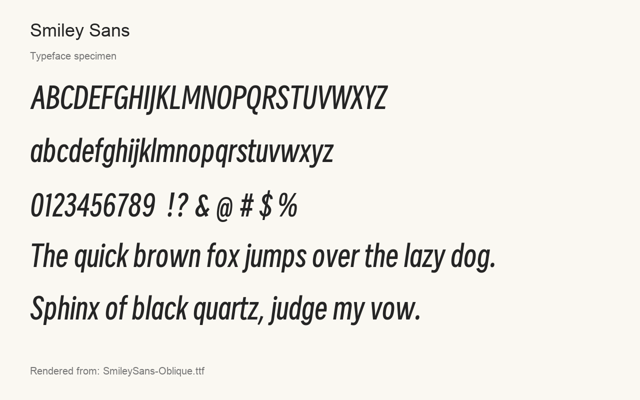 Typeface specimen rendered from the distributed font