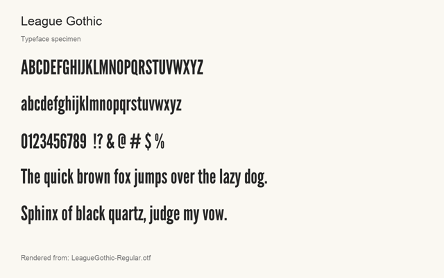 Typeface specimen rendered from the distributed font
