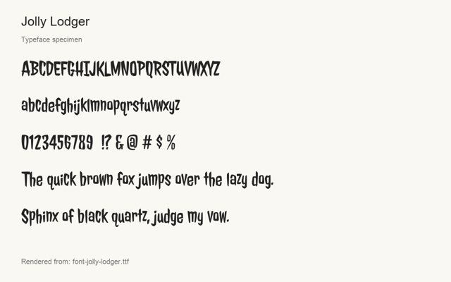 Typeface specimen rendered from the distributed font