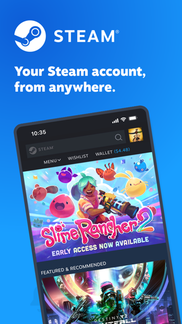 公式の App Store iPhone 向けプロモーション例：Steam のコンパニオンストアフロントであり、Mac デスクトップクライアントではありません。