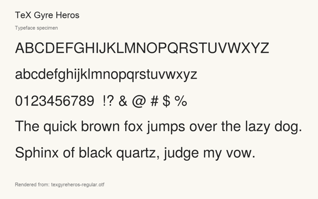Typeface specimen rendered from the distributed font