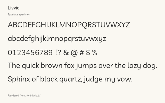Typeface specimen rendered from the distributed font