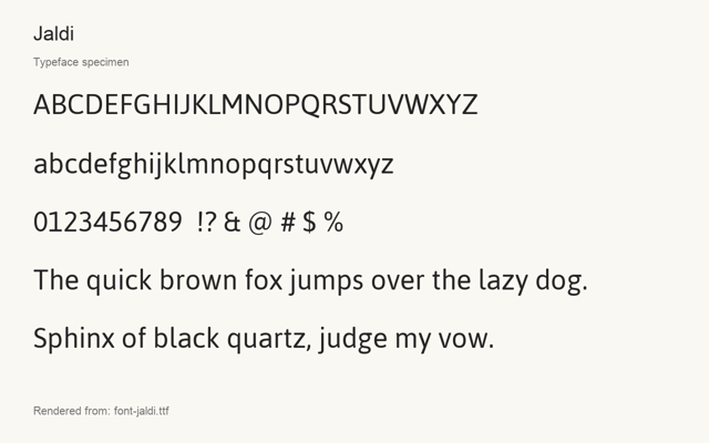 Typeface specimen rendered from the distributed font