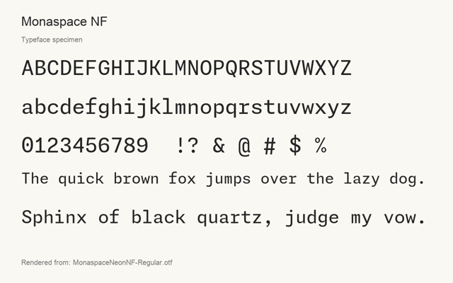 Typeface specimen rendered from the distributed font