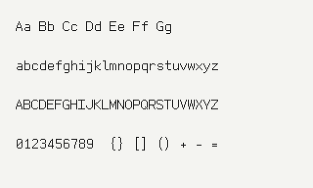 開発元のフォントファイルで描画した文字見本です。
