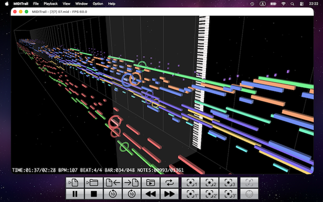 MIDITrail macOS 3D piano roll — official manual example