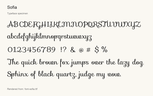 Typeface specimen rendered from the distributed font