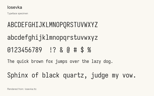 Typeface specimen rendered from the distributed font